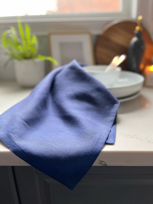Extra Large Indigo Linen Tea Towel 22x35
