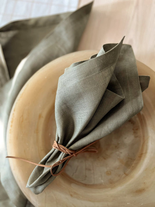 Linen Napkins, Dark Olive
