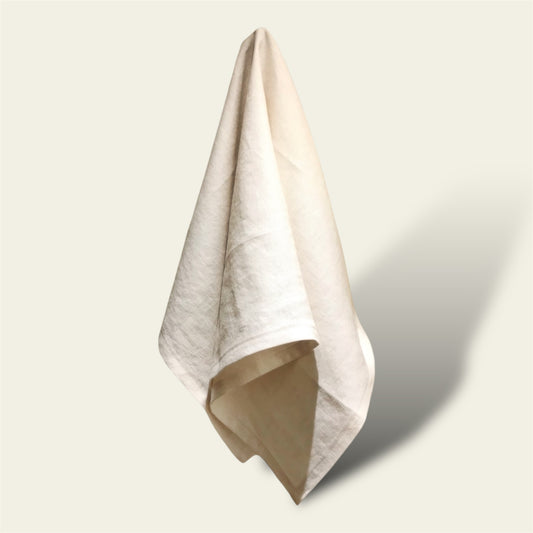 Extra Large Almond Linen Tea Towel 22x35