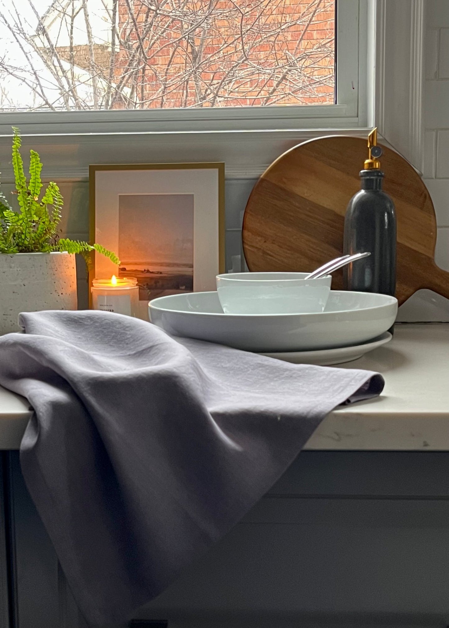 Extra Large Silver Grey Linen Tea Towel 22x35