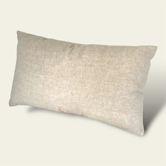 100% linen cushion cover in a warm oatmeal shade