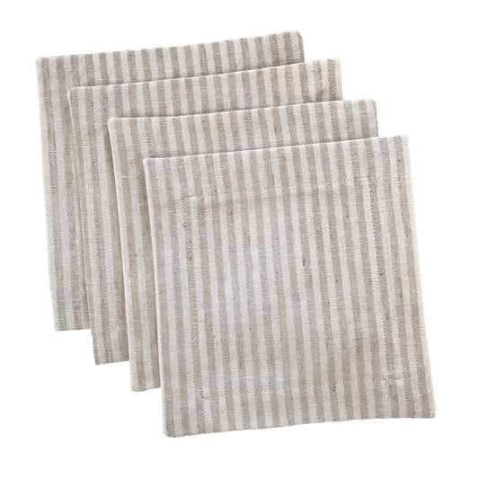 Natural White Stripe Cocktail/Dessert Napkins