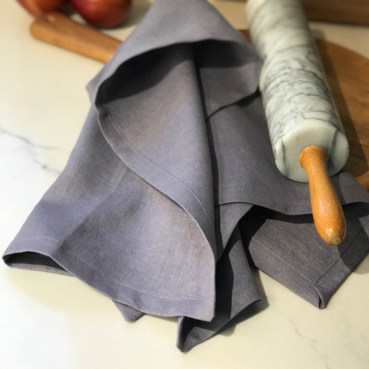 Extra Large Silver Grey Linen Tea Towel 22x35
