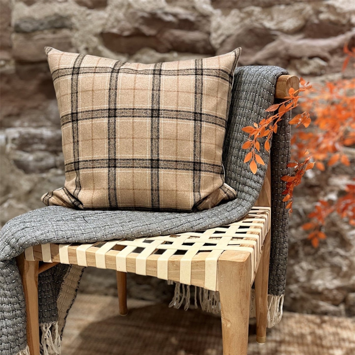 Sterling Camel Plaid 20x20 Cushion Cover